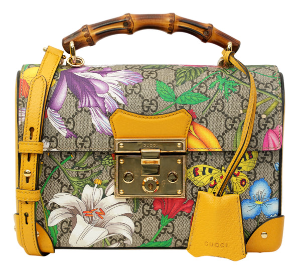 Small GG Flora Bamboo Padlock Bag
