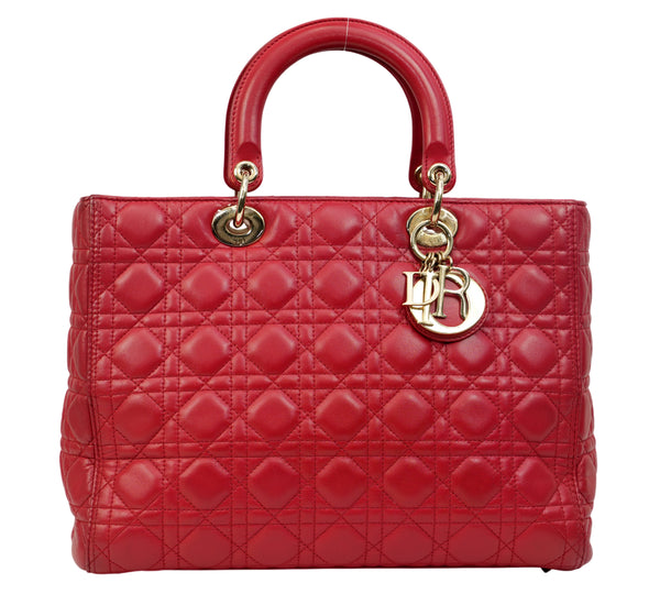 Cherry Red Cannage Lambskin Lady Dior Bag