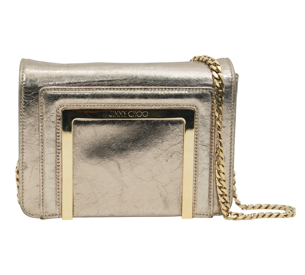 Metallic Gold Leather Ava Crossbody Bag