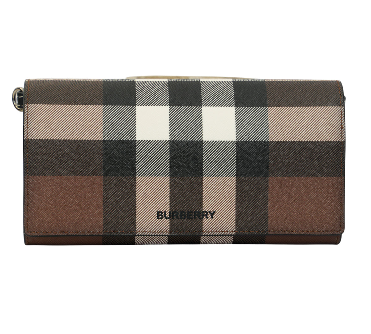 Burberry  Dark Birch Brown Check Chain Strap Wallet