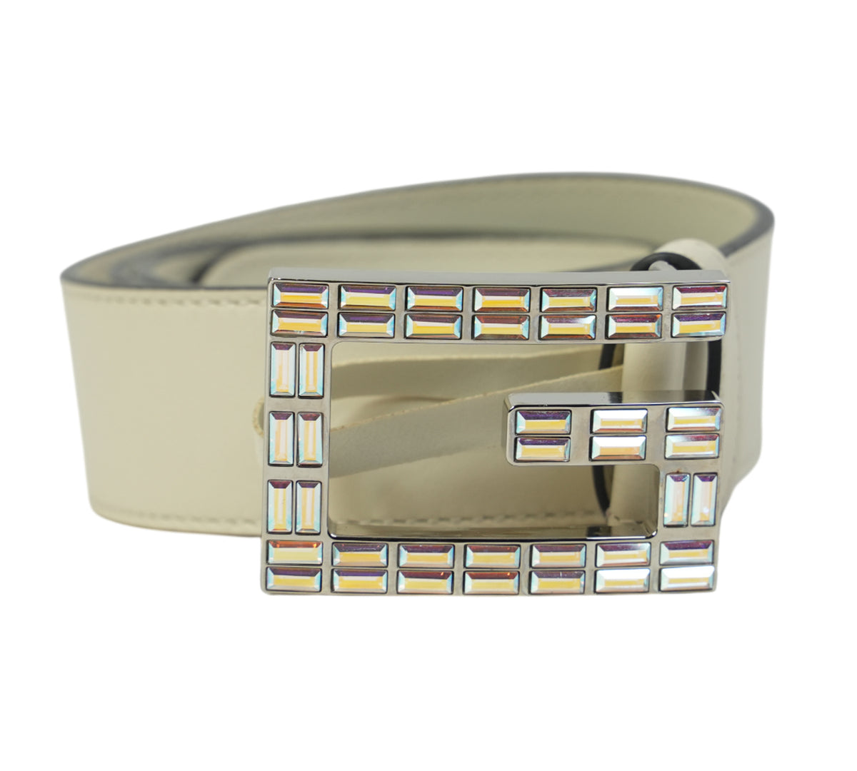 Gucci   Calfskin Crystal Square G Madelyn Belt Size - 85 Cm