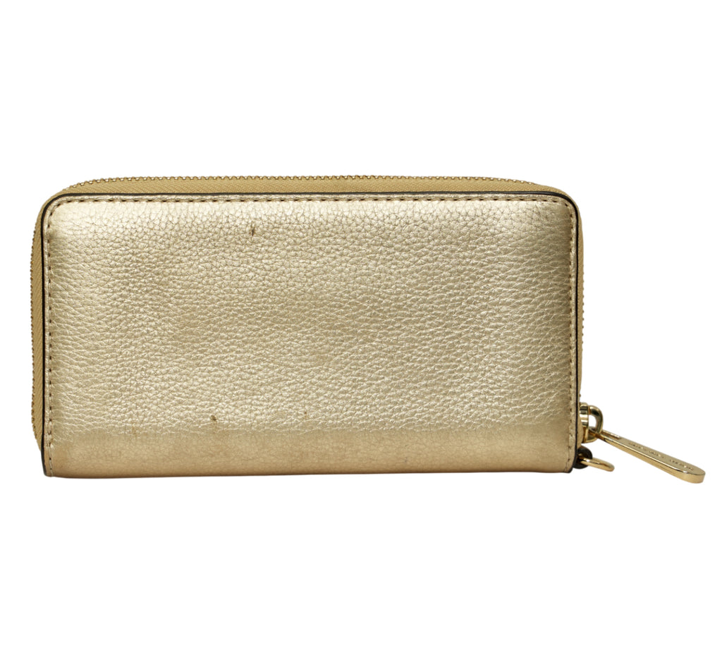 Pale Gold Fulton Zip-Around Leather Wallet