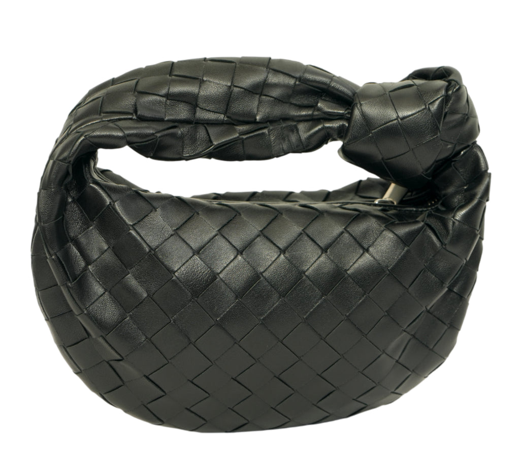 Black Intrecciato Leather Mini Jodie Bag
