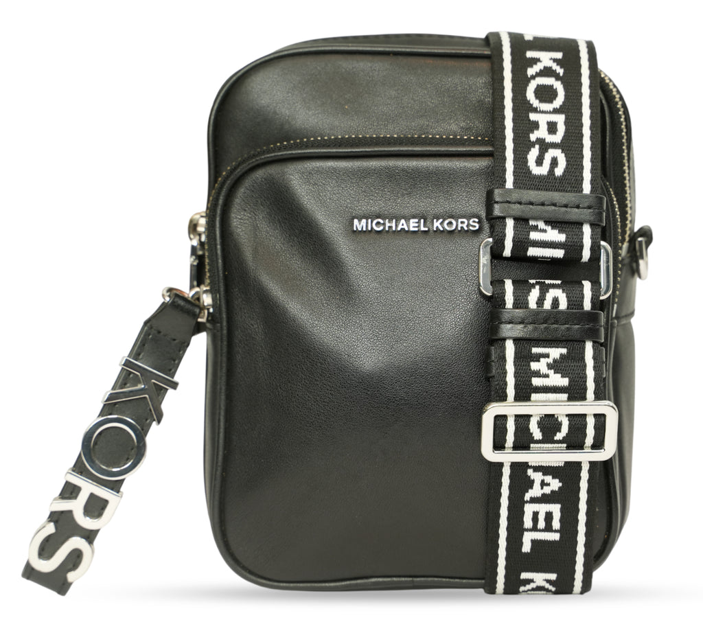 Jet Set Medium Leather Logo Tape Crossbody Bag