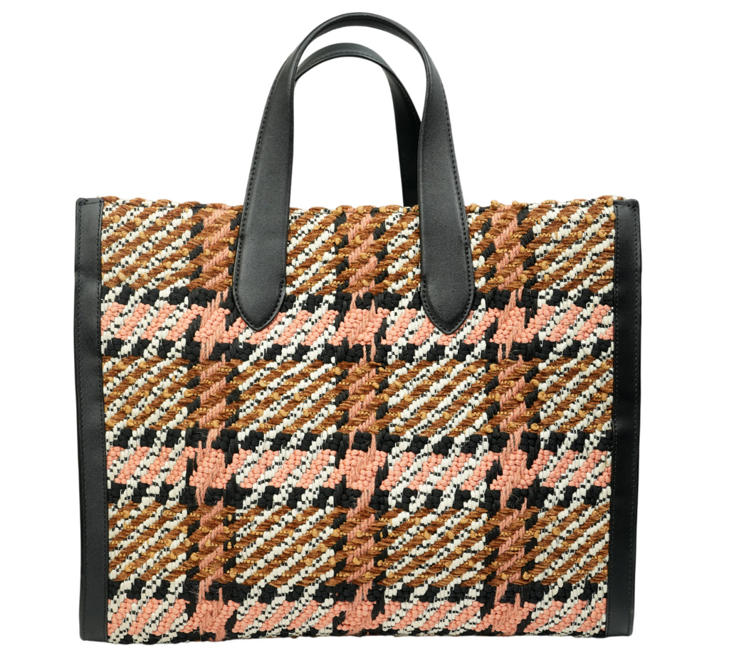 Manhattan Plaid Chunky Woven Fabric Large Tote