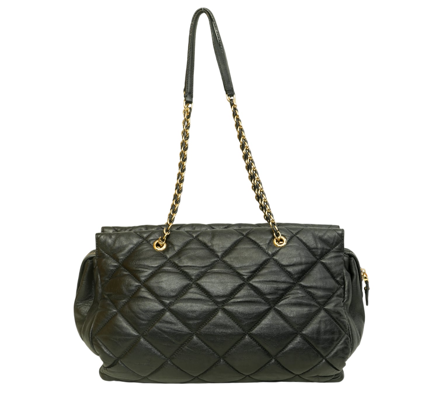 Black Ginette Quilted Vara Bow Chain Shoulder Bag