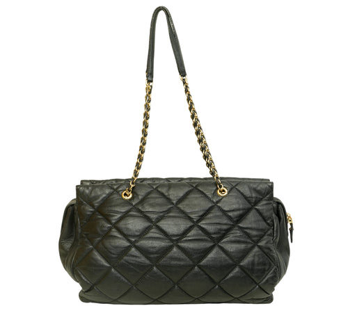Black Ginette Quilted Vara Bow Chain Shoulder Bag