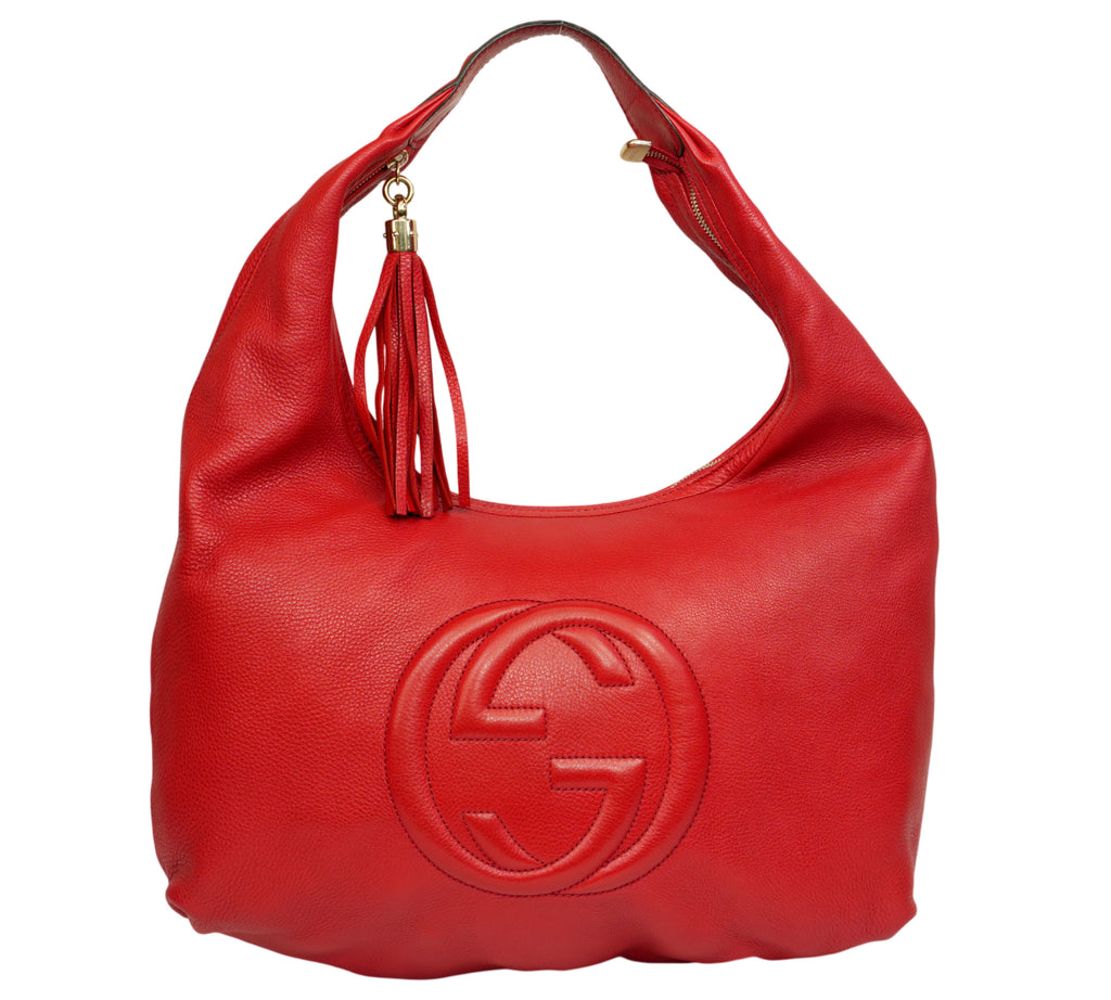 Red Soho Leather Large Hobo Bag