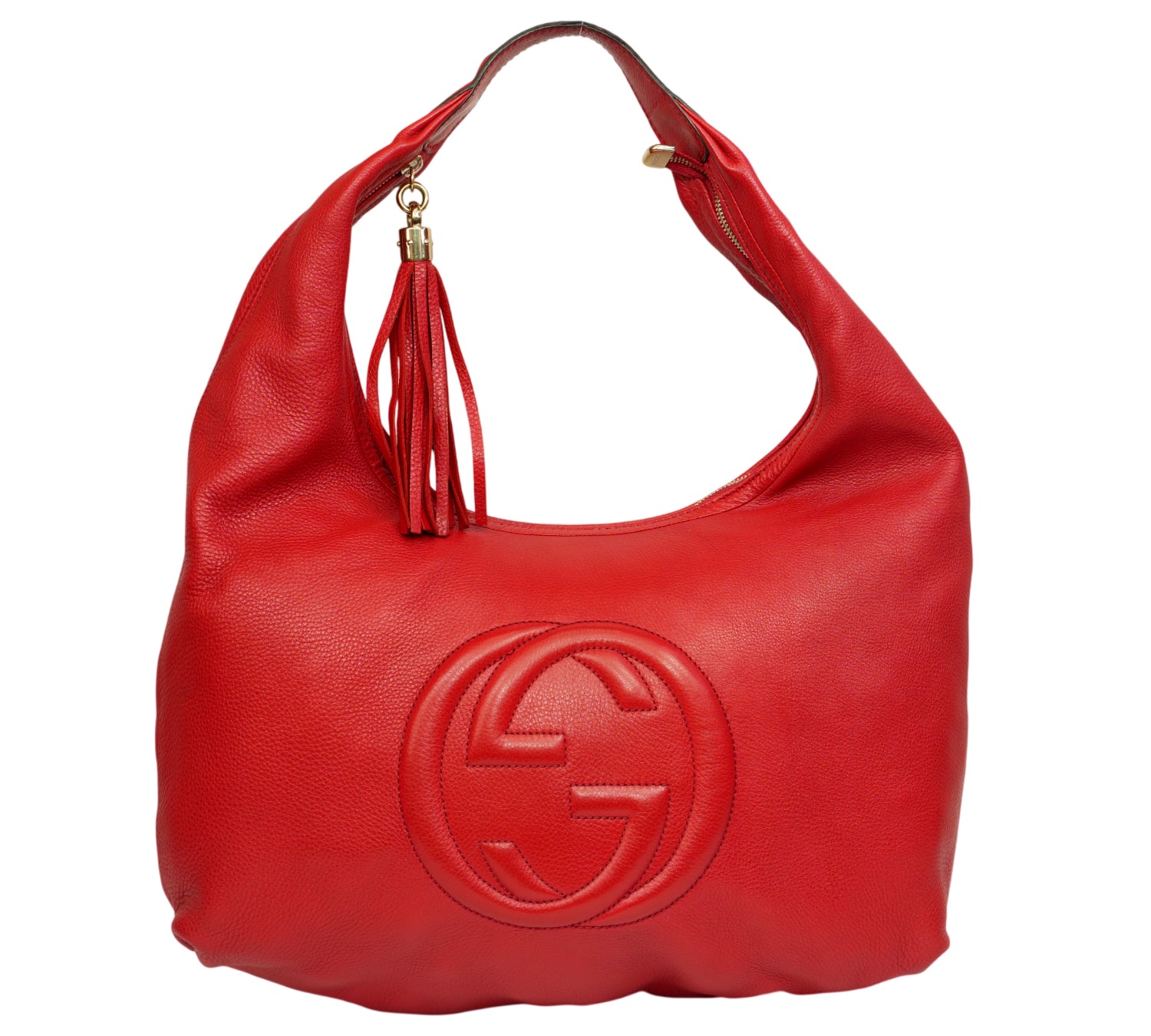 Red Soho Leather Large Hobo Bag