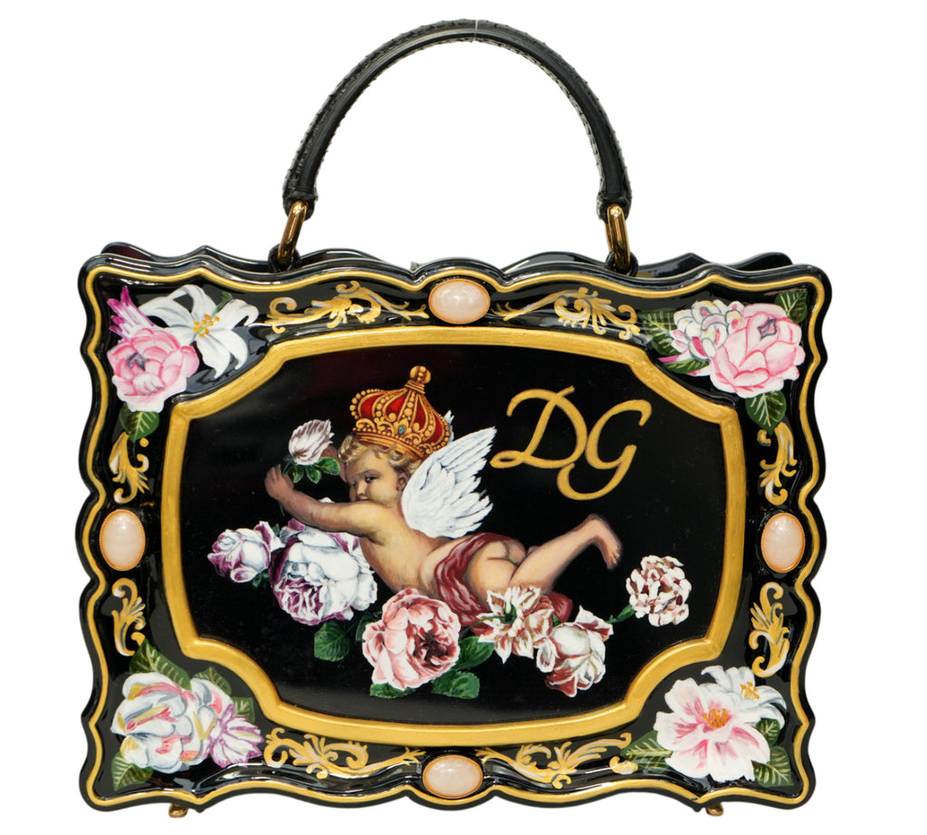 Hand Painted Wooden Cherub Box Bag