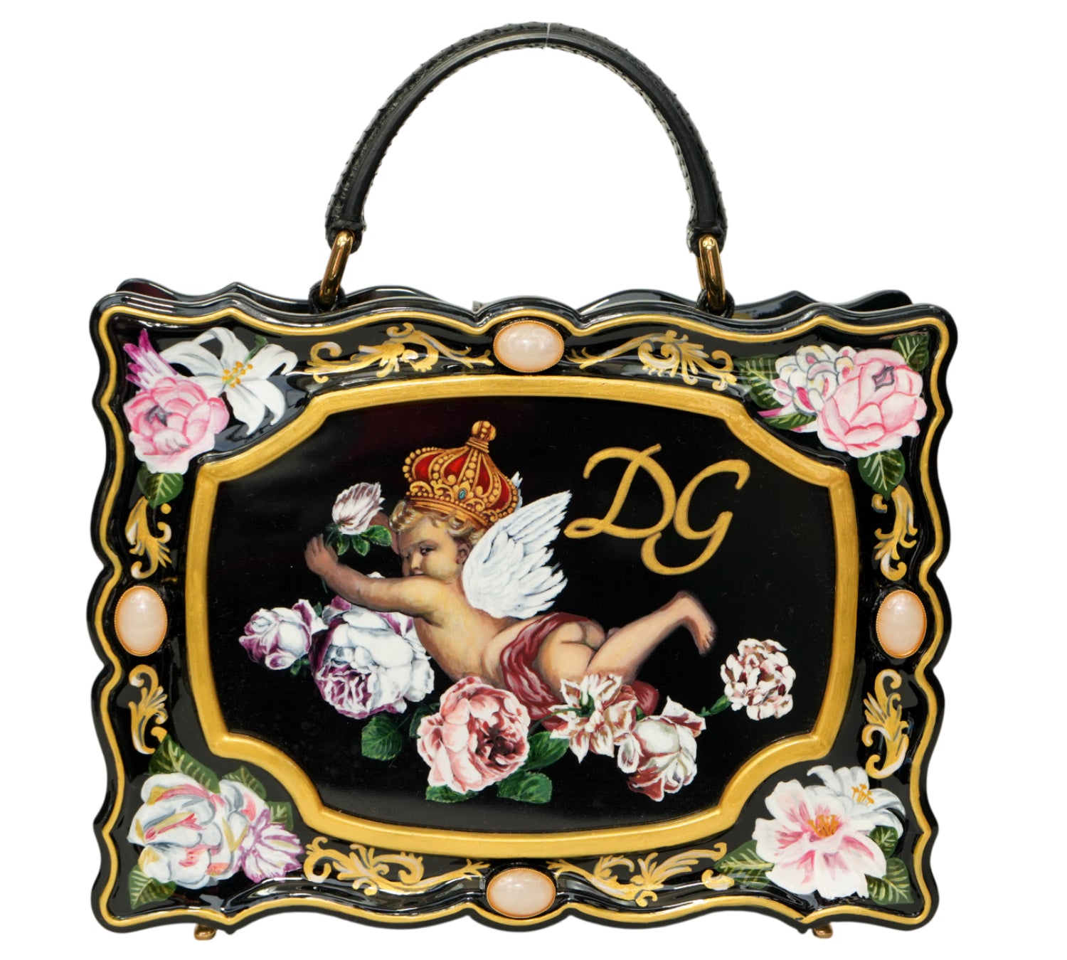 Dolce & Gabbana Hand Painted Wooden Cherub Box Bag