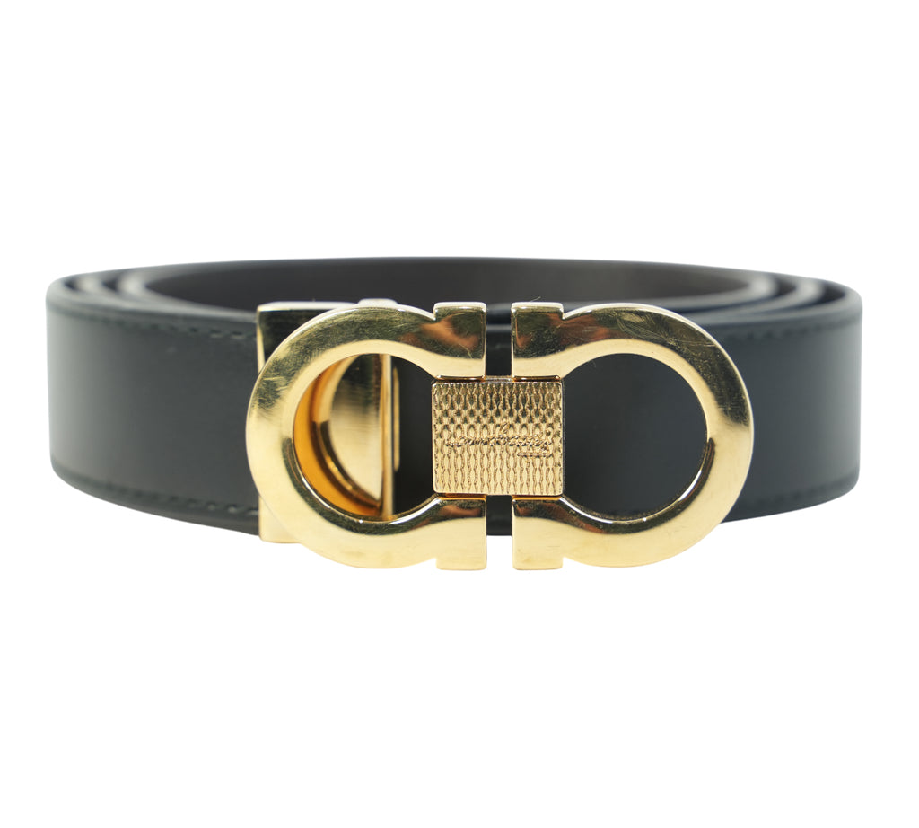 Black Reversible & Adjustable Gancini Belt Size - 95 Cm