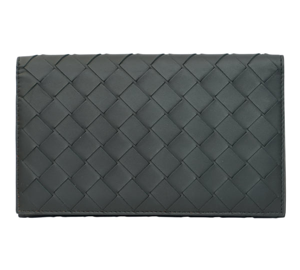 Black Intrecciato Large Flap Wallet