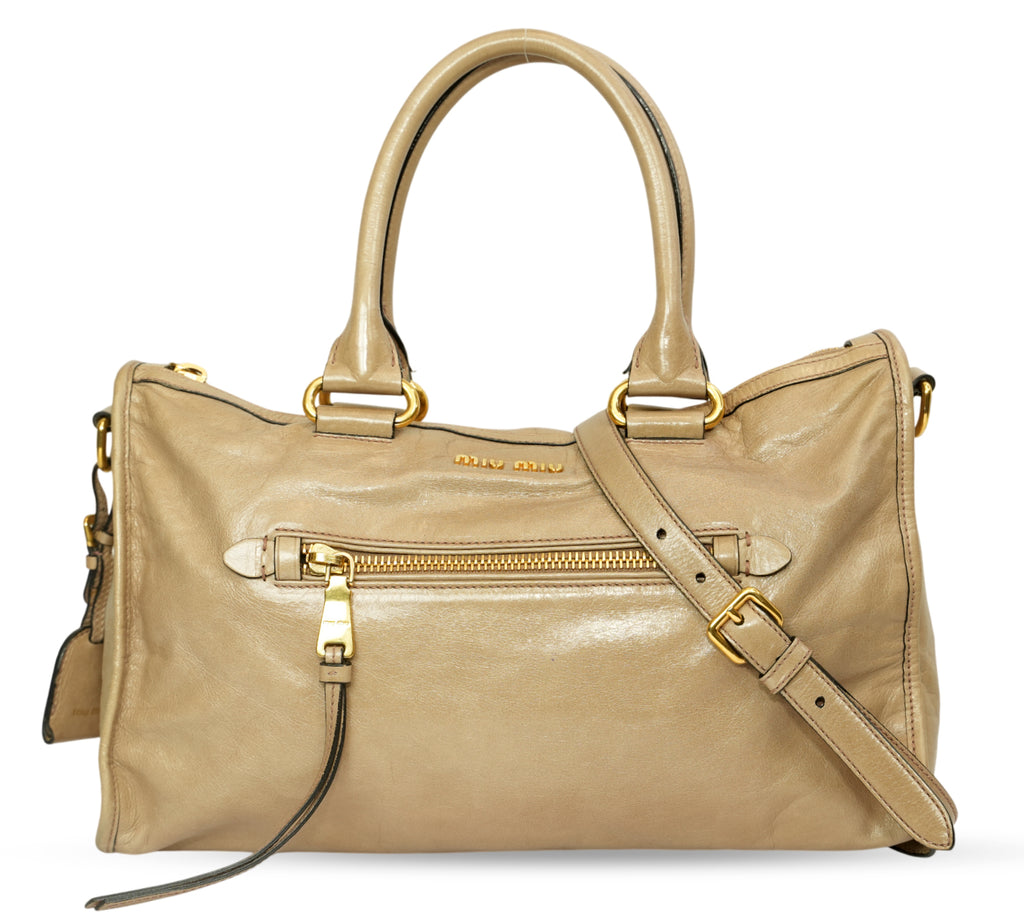 Vitello Shine Leather Satchel