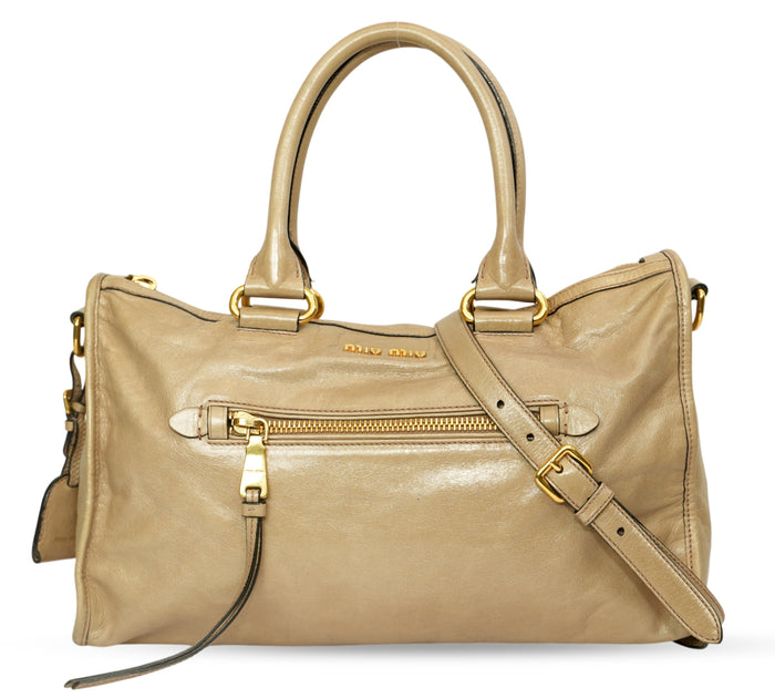 Vitello Shine Leather Satchel