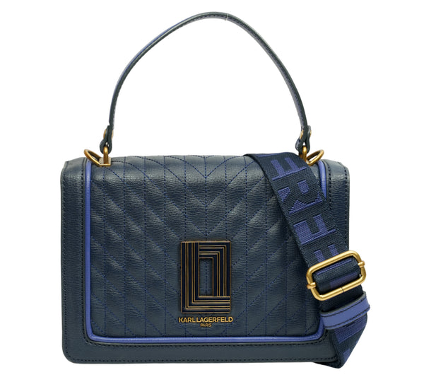 Midnight Navy Simone Quilted Leather Crossbody Bag