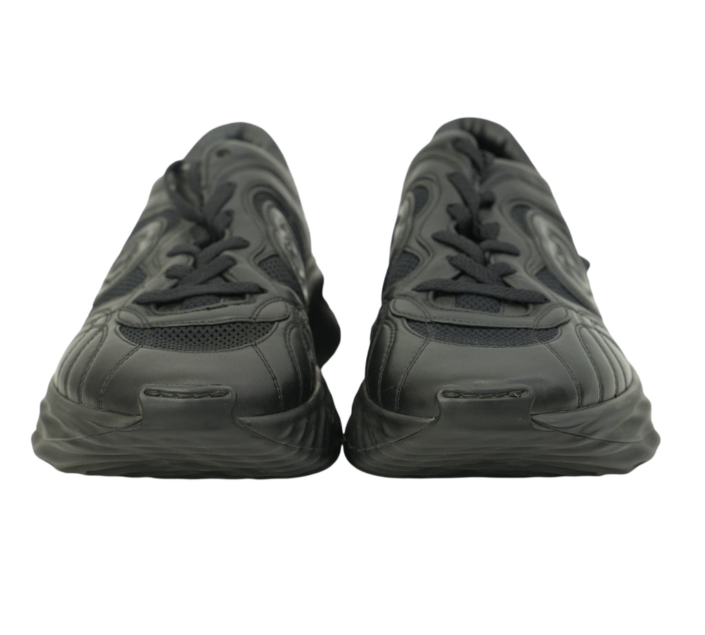 Black Interlocking G Low-Top Ripple Sneakers Size - 8