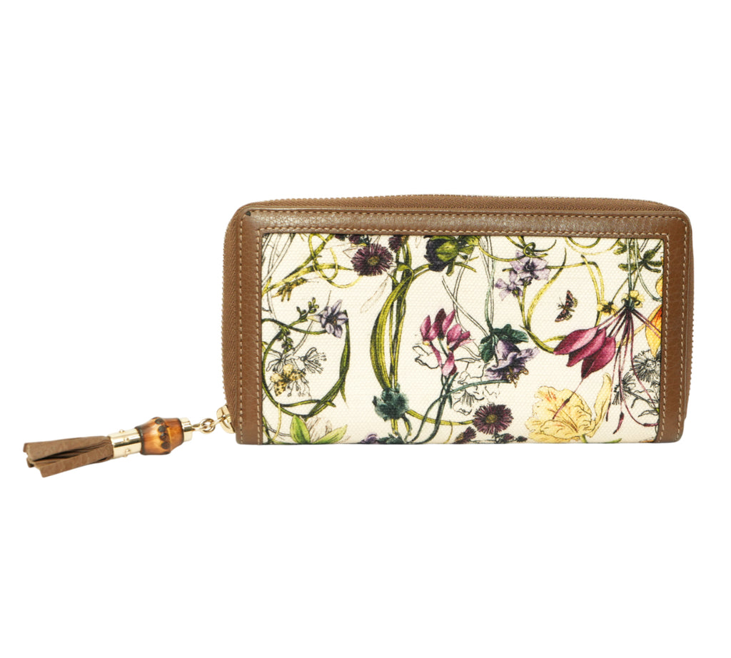 Flora Infinity Print Bamboo Tassel Zip Around Wallet
