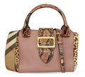 Mixed Leather & Exotic Python/Leopard Print Small Buckle Bag