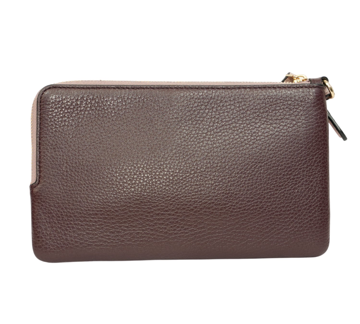 Beechwood/Plum Pebbled Leather Double Zip Wristlet