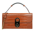 Cuoio Elisa Croc-Embossed Leather Baguette Bag