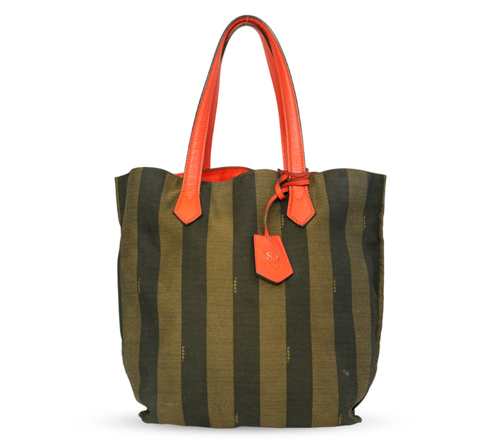 Vertical Open Pequin Canvas Shopping Tote