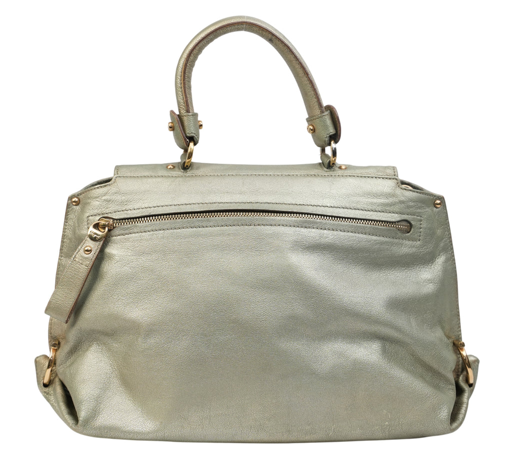 Metallic Grained Calfskin Medium Sofia Satchel