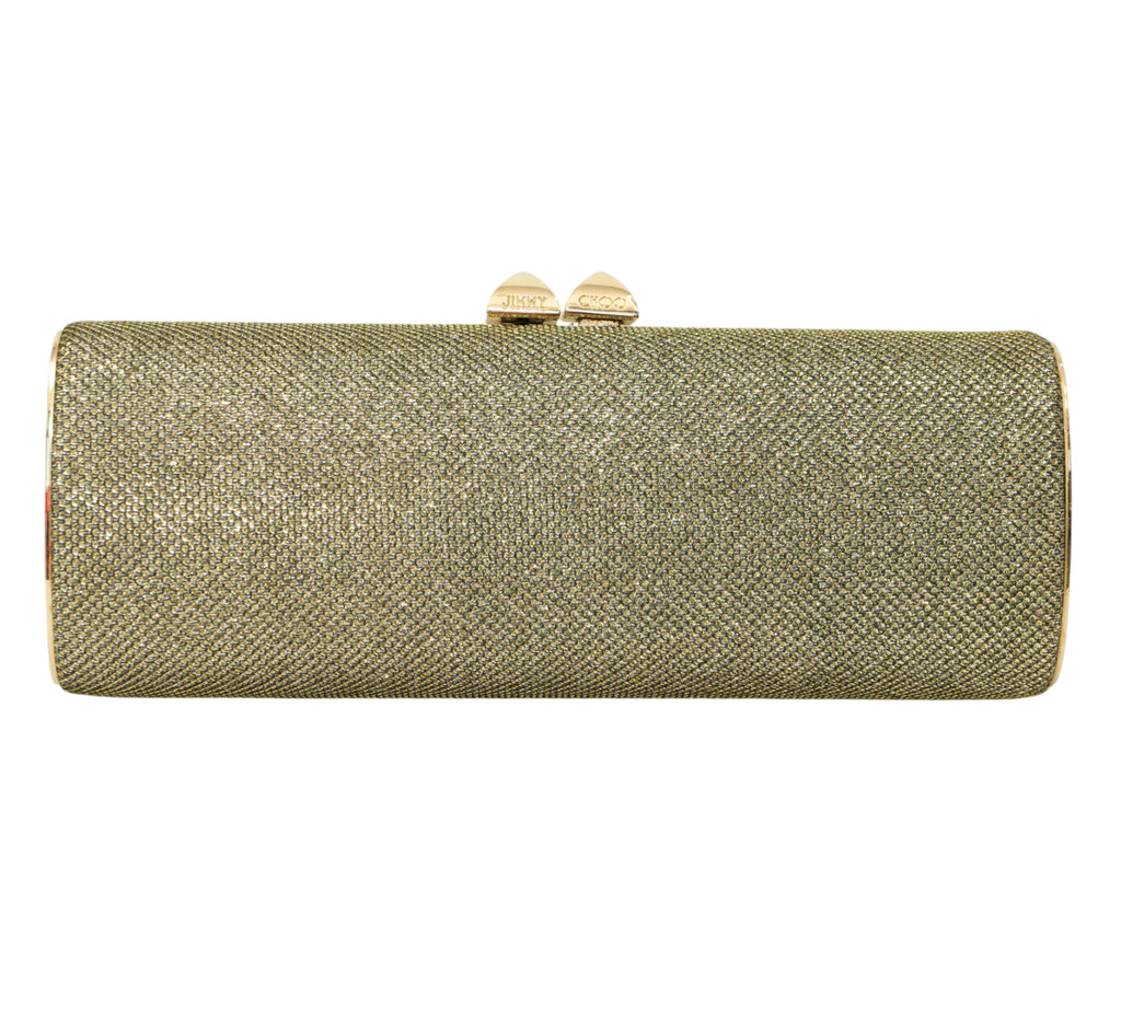 Tube Gold Glitter & Lurex Fabric Clutch