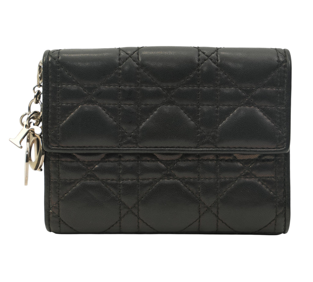 Black Cannage Lambskin Lotus Wallet