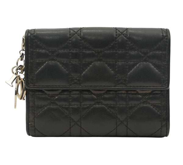 Black Cannage Lambskin Lotus Wallet