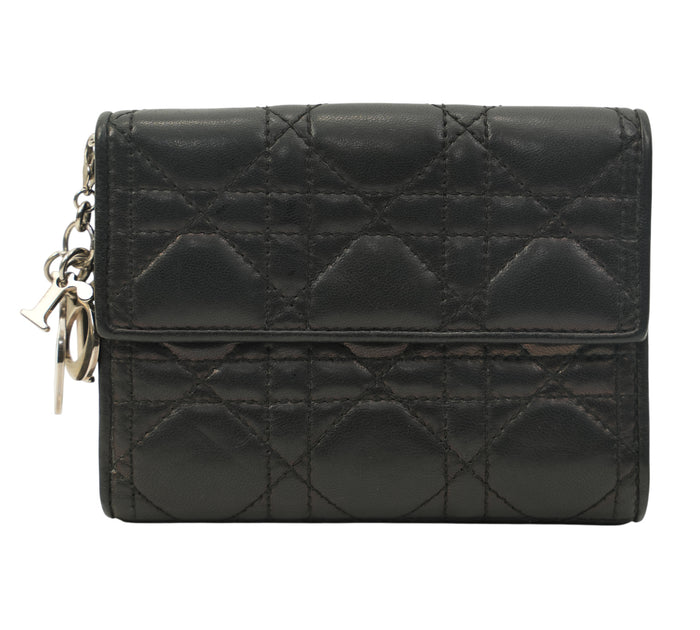 Black Cannage Lambskin Lotus Wallet
