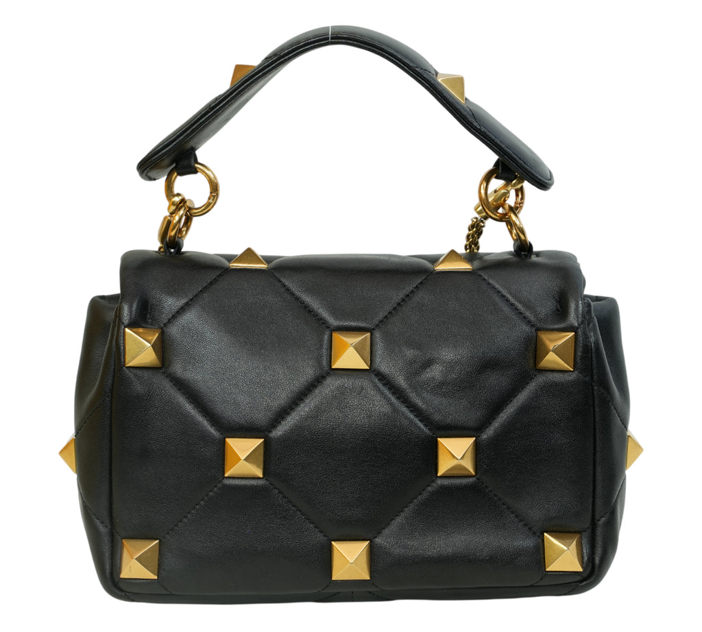 Black Garavani Medium Roman Stud Quilted Leather Shoulder Bag