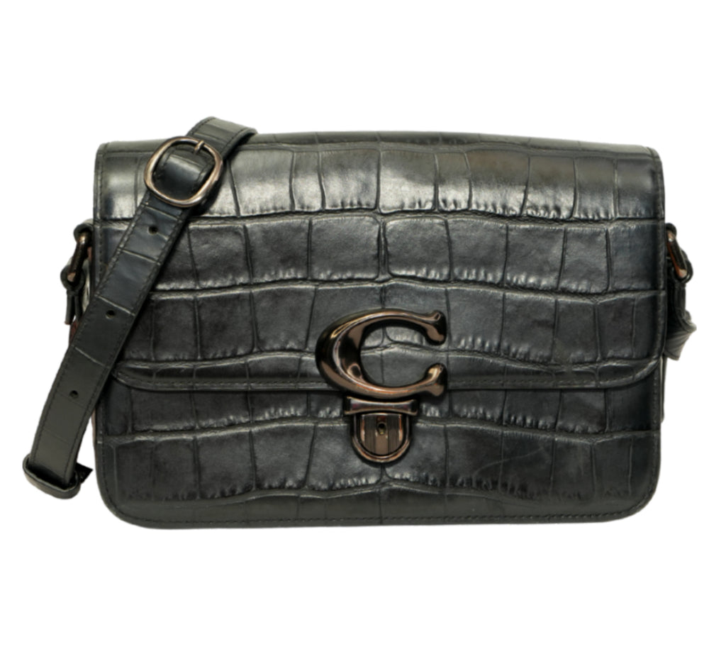 Croc-Embossed Studio Shoulder Bag