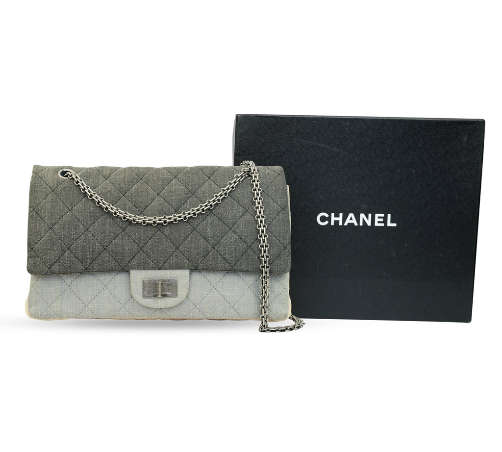 Tricolor Quilted Denim Reissue 2.55 Double Flap Bag