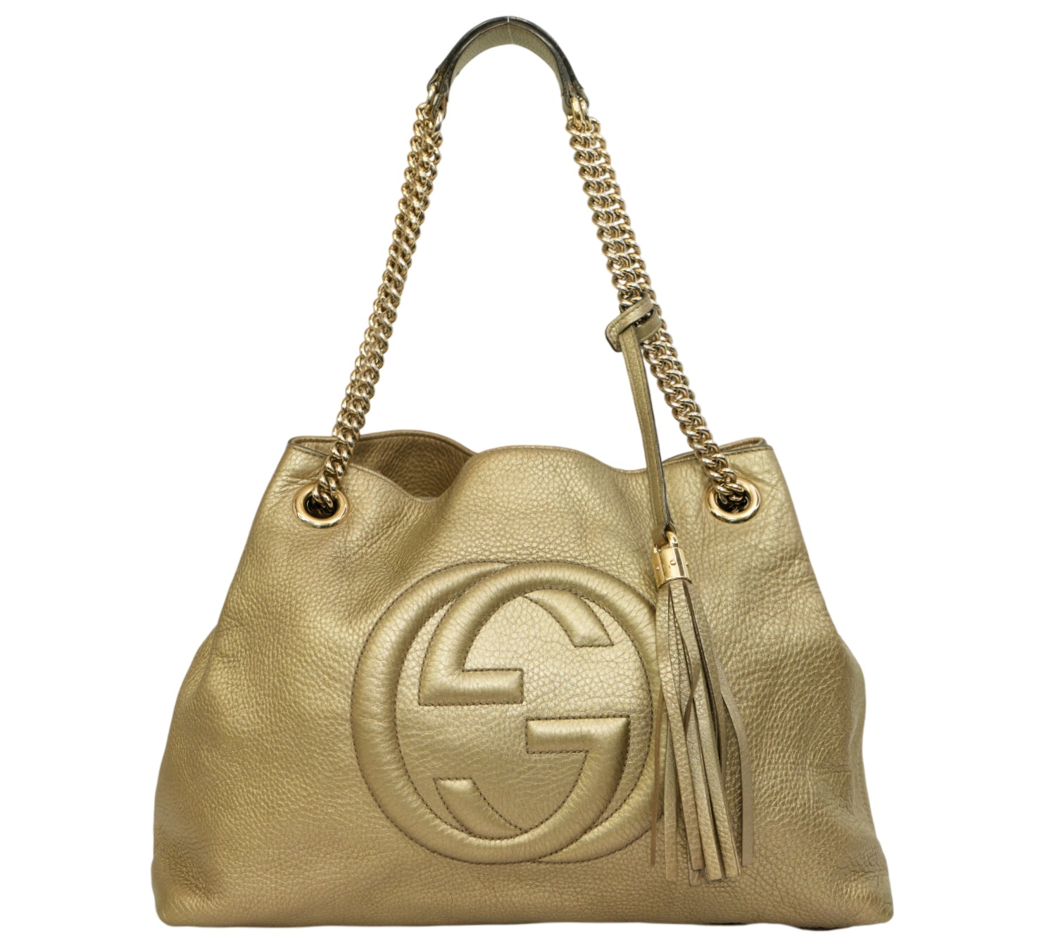 Soho Pebbled Leather Medium Chain Shoulder Tote