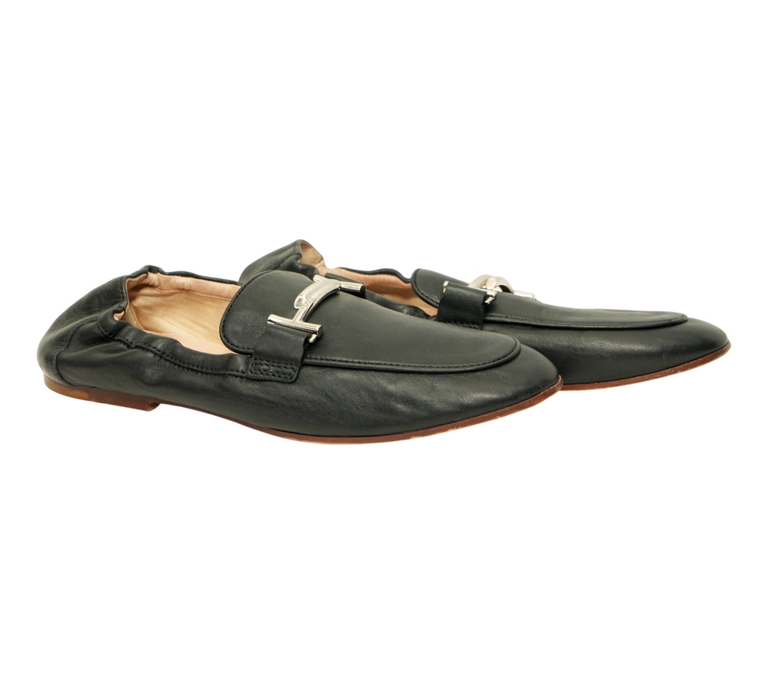 Tods  Double T Leather Elastic Back Loafers Size 38.5 - Eur