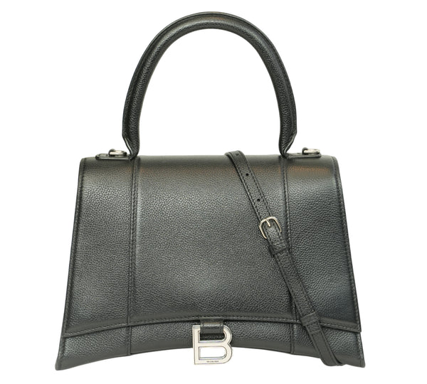 Black Hourglass Top Handle Bag