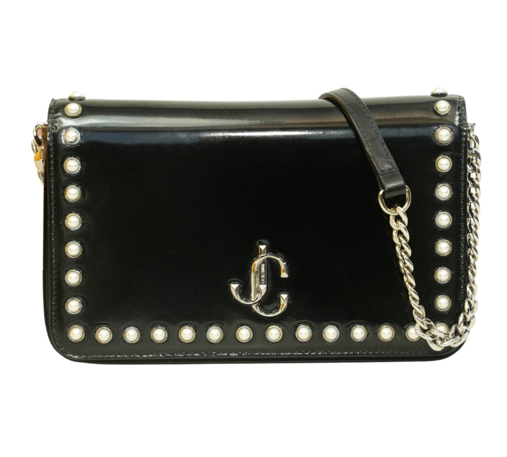 Black Varenne Leather & Pearl Clutch Bag