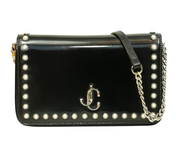 Black Varenne Leather & Pearl Clutch Bag