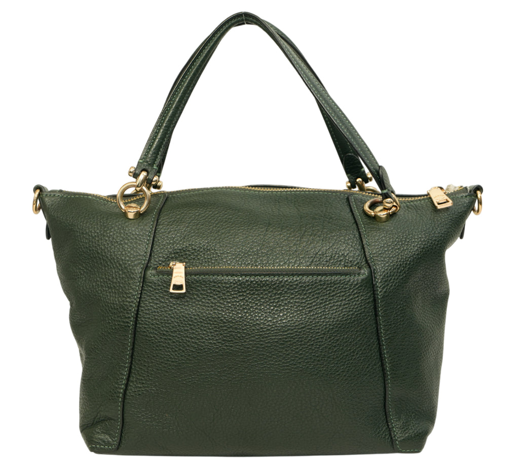 Rich Green Pebble Leather Kacey Satchel