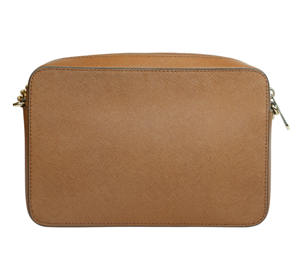 Brown Jet Set Large East West Saffiano Leather Crossbody Bag