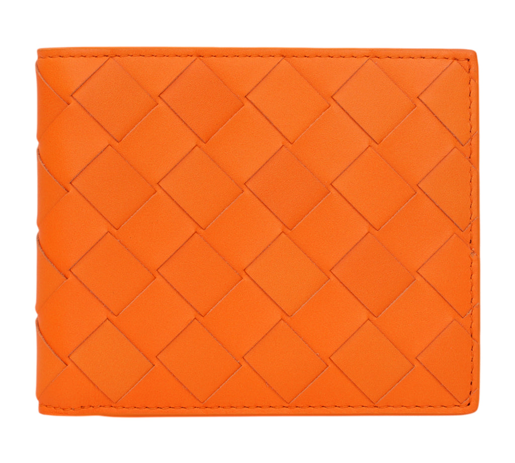 Orange Intrecciato Bi-Fold Wallet