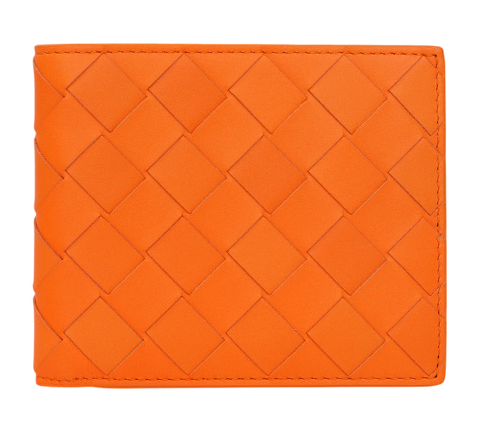 Orange Intrecciato Bi-Fold Wallet