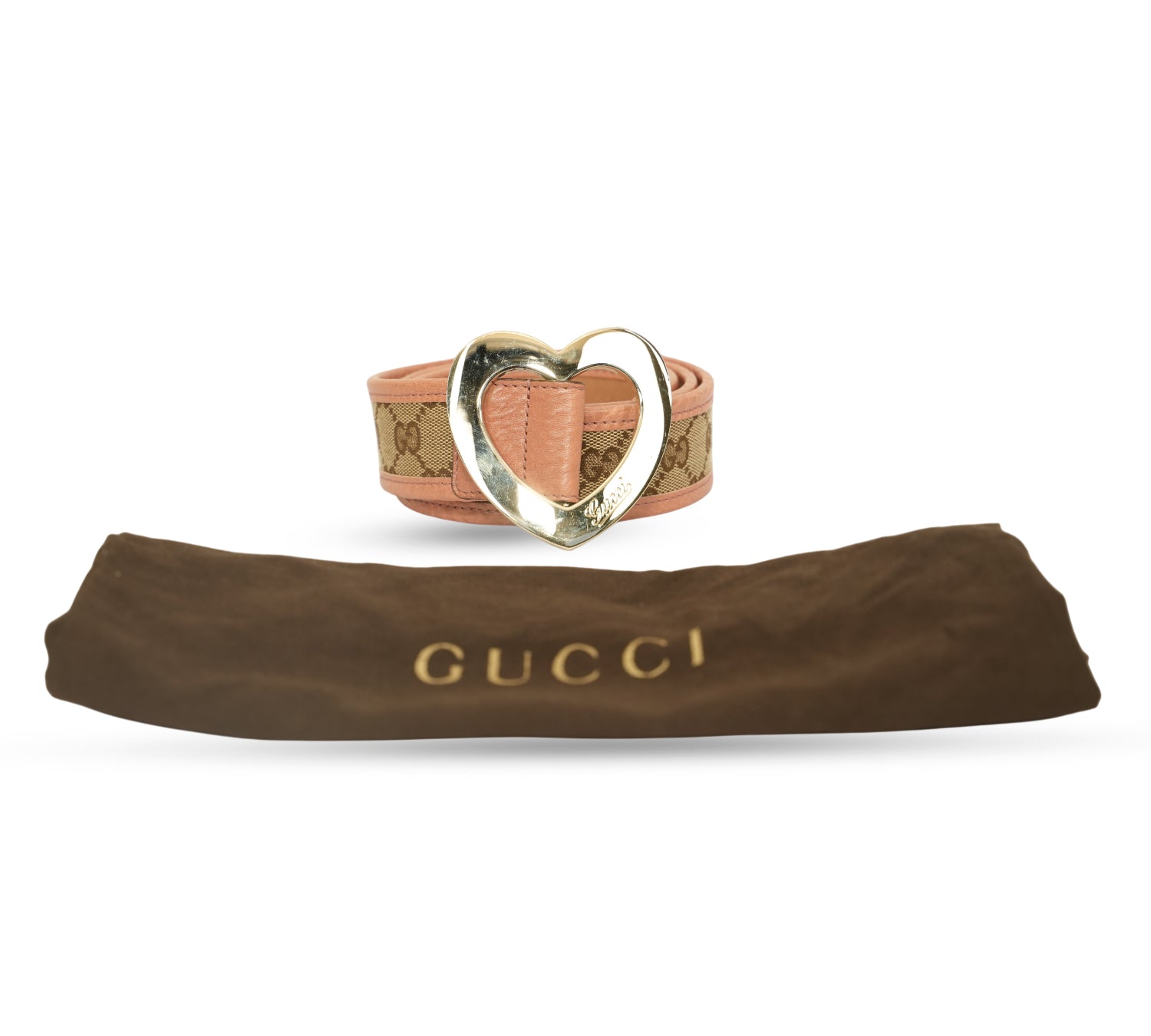 GG Canvas Lovely Heart Buckle Belt Size - 80 Cm