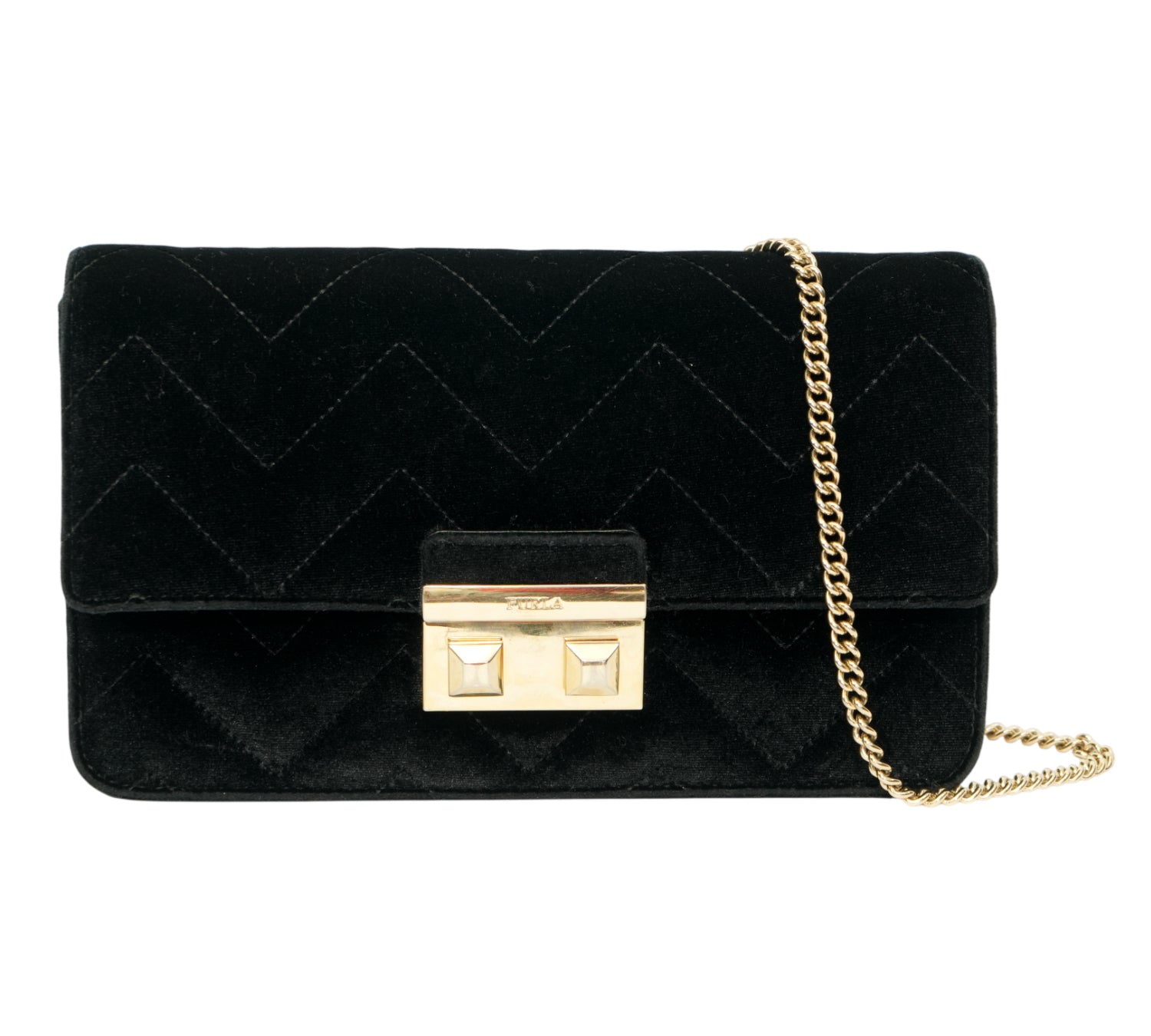Bella Chevron-Quilted Velvet Shoulder Bag