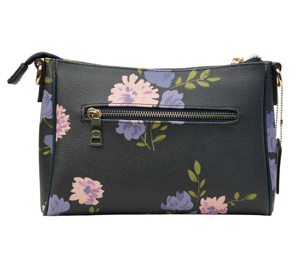 Midnight Navy Floral Print Kitt Messenger Crossbody Bag