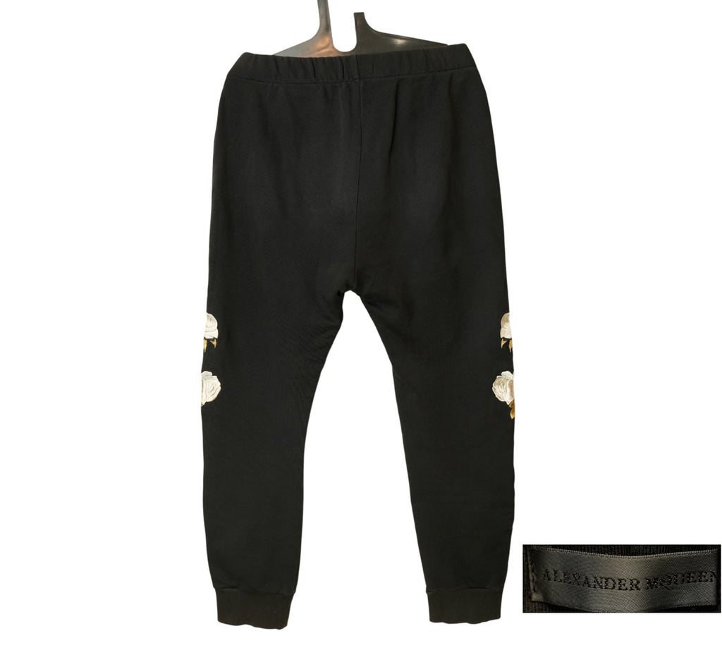Black Floral Embroidered Sweatpants Size - 54