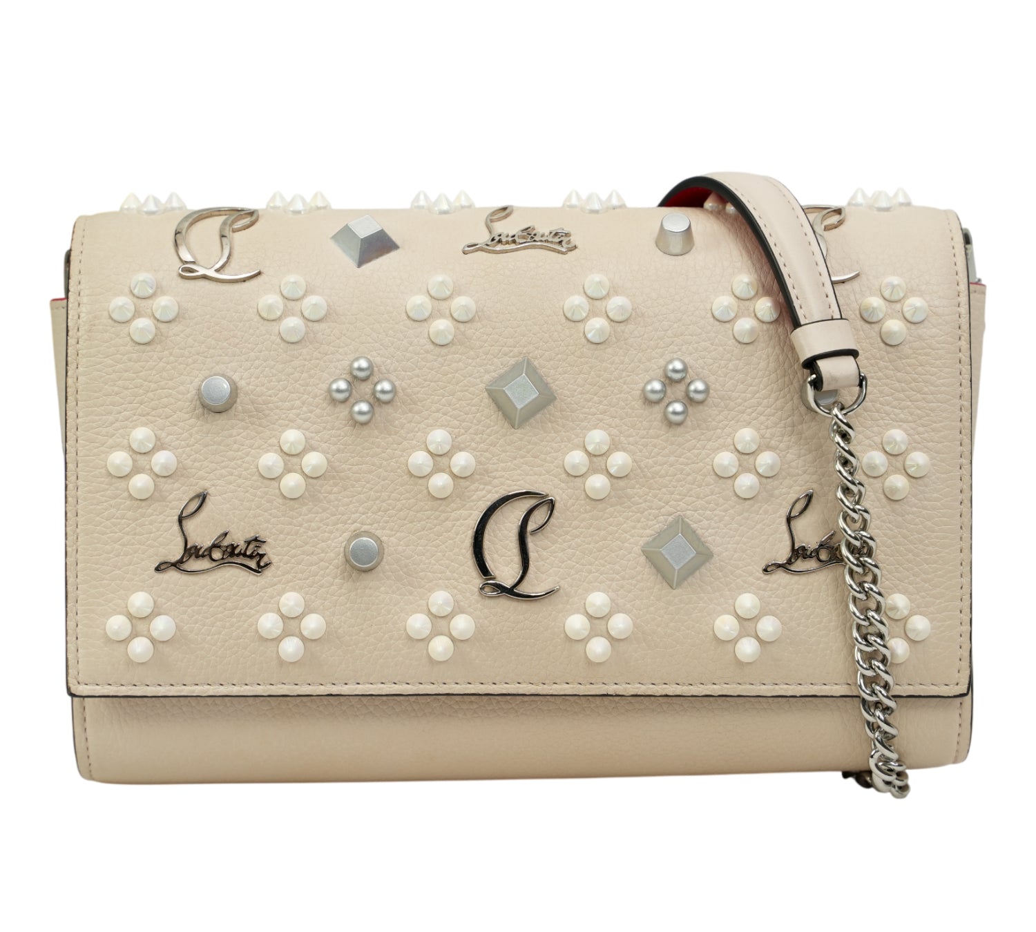 Christian Louboutin Craie Paloma Embellished Leather Shoulder Bag