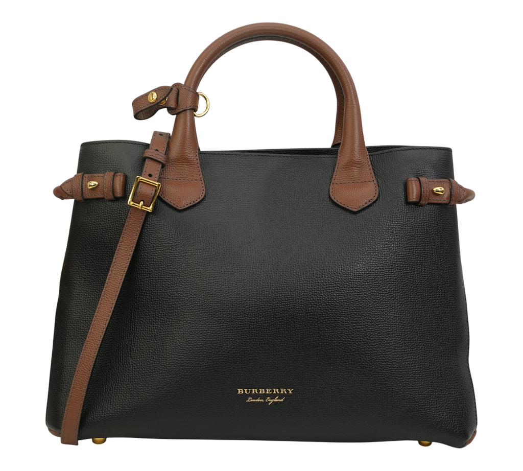 Black Grained Medium Banner Tote Bag