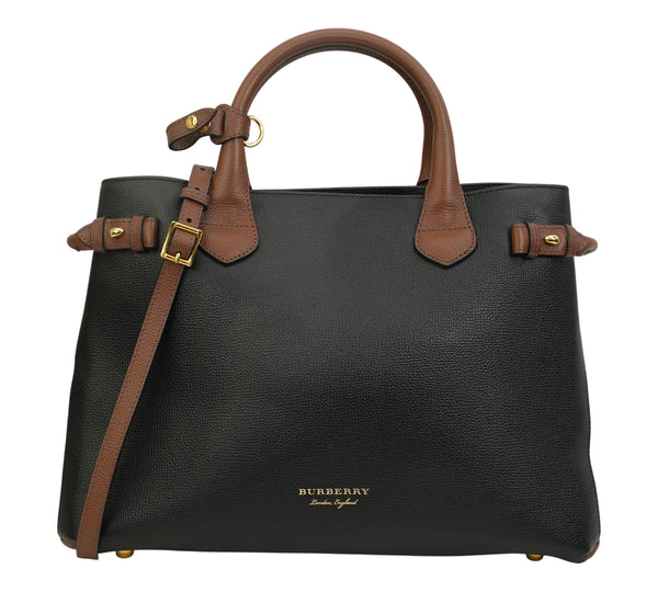 Black Grained Medium Banner Tote Bag